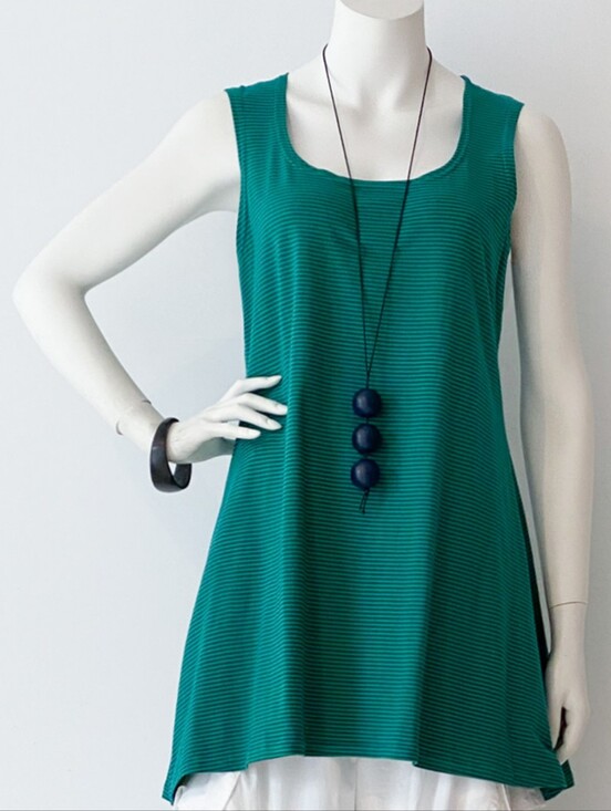 Kaliyana Dresses & Skirts - Kaliyana Green Stripe Cotton Dress Tunic 2 XL+